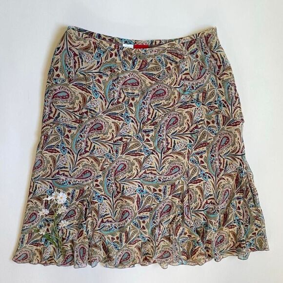 Y2K paisley silk midi skirt - Picture 1 of 8